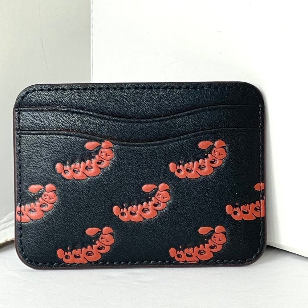 Coach Wavy Card Case CQ866 Caterpillar Coachtopia Black Leather Wallet - Picture 8 of 8